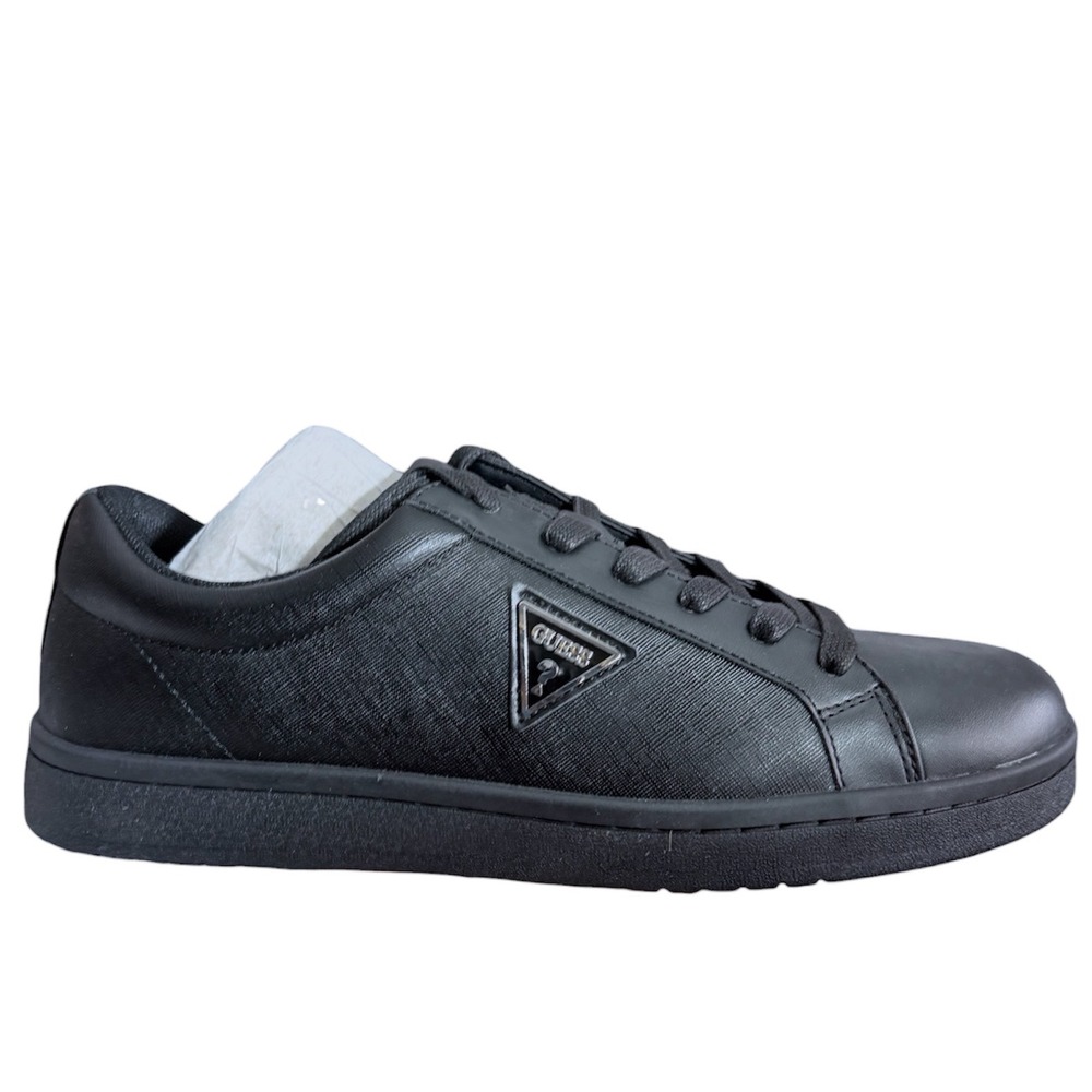 Guess Lacket Mens Black Faux Leather Low Top Sneakers Size 10 M NEW - Picture 5 of 12